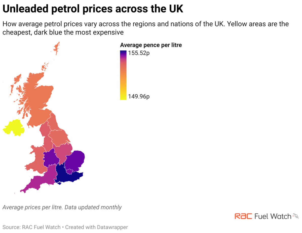 petrol price across the UK