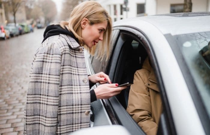 woman getting an uber