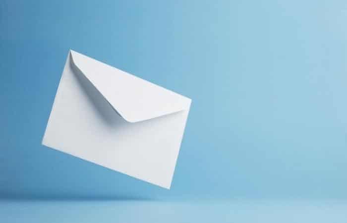white envelope on a blue background