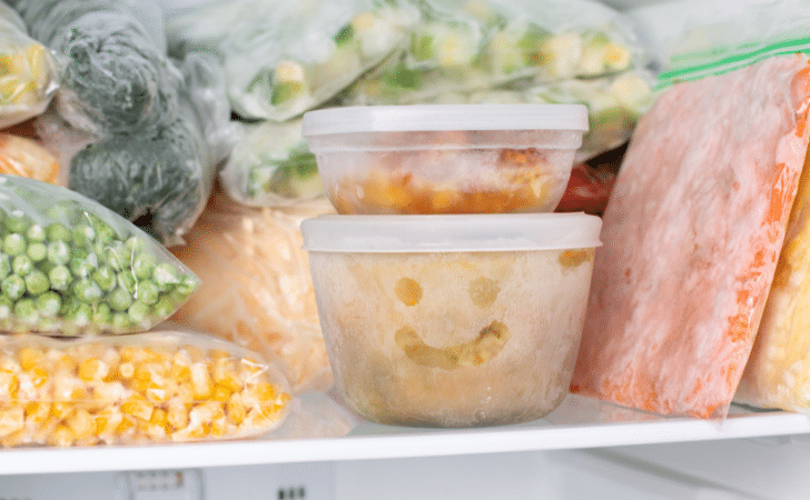 tupperware in a freezer