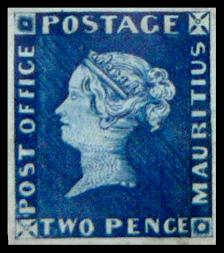 Blue Mauritius stamp