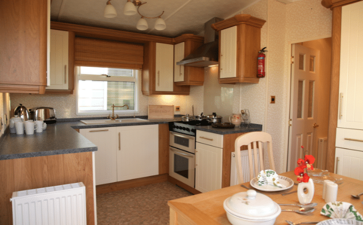 kitchen of a static caravan