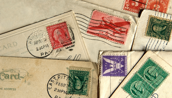 old rare stamps on envelopes