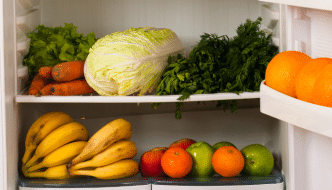 fruit and vegetables in fridge