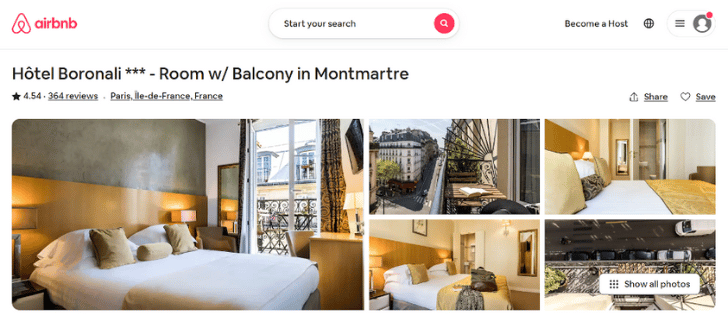 airbnb hotel boronali in montmarte