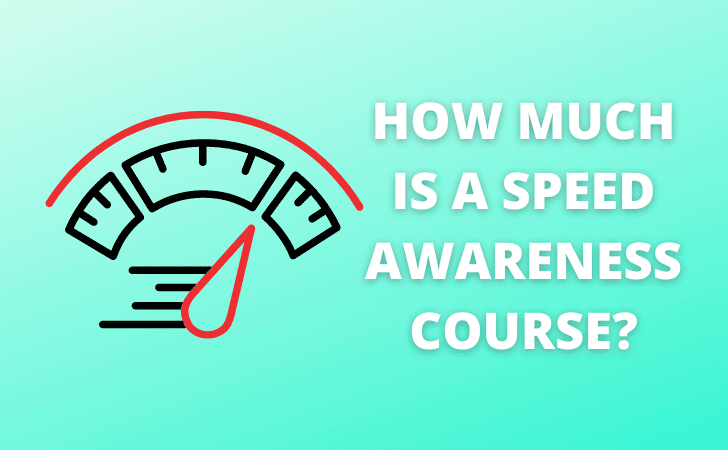 Gráfico de velocímetro con las palabras "¿Cuánto cuesta un curso de concienciación de la velocidad?"