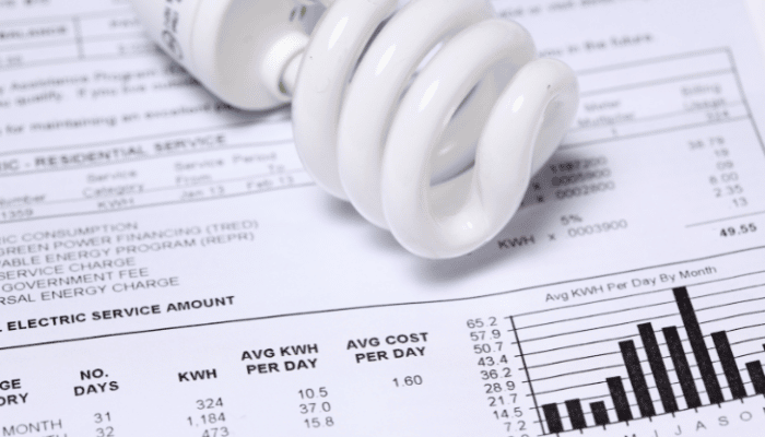 energy bill with led light bulb