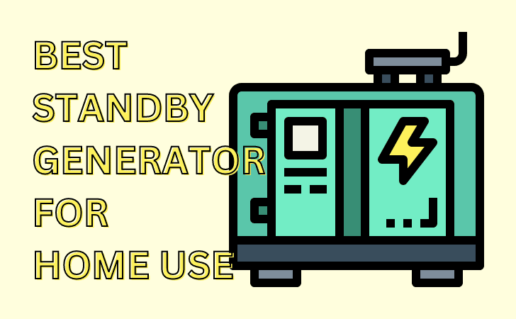 Graphic of a generator on the left with the words "Best standby generator for home use"