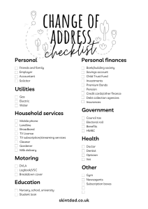 Change of address checklist with free printable - Skint Dad