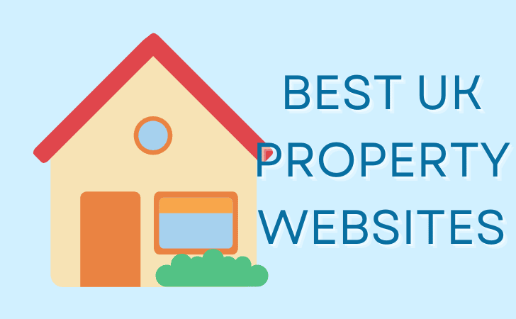 house graphic on a blue background with the words: best uk property websites