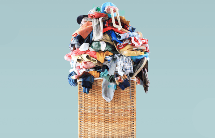 a pile of clothes in a basket