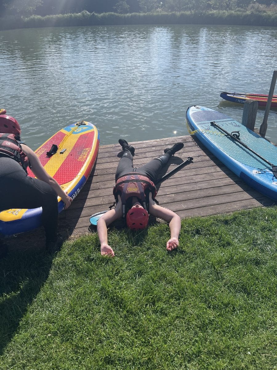 resting after paddle boarding