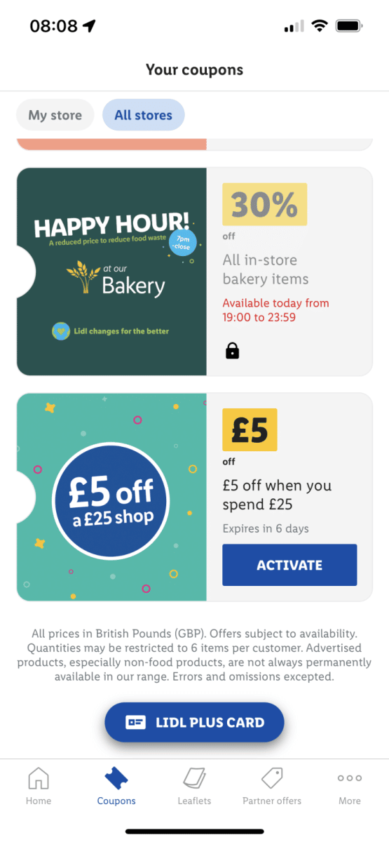 Lidl app promo code in coupons