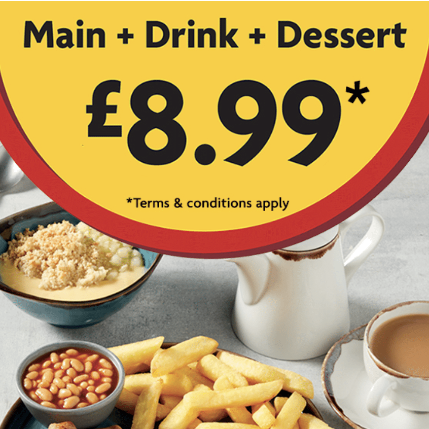 morrisons cafe main drink £8.99 offer poster