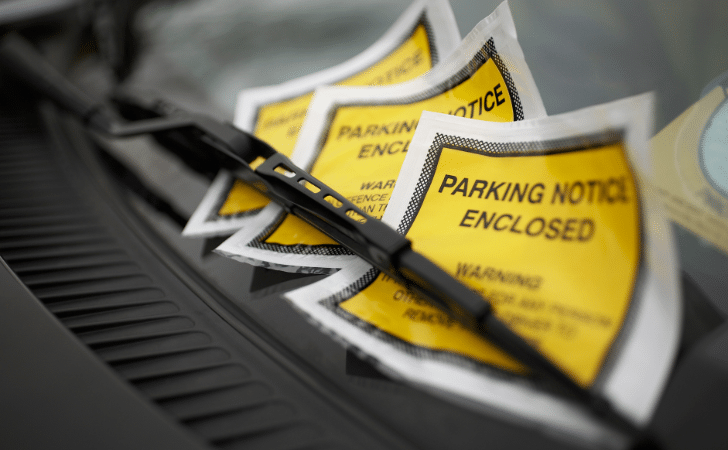 Multiple parking fines on windscreen