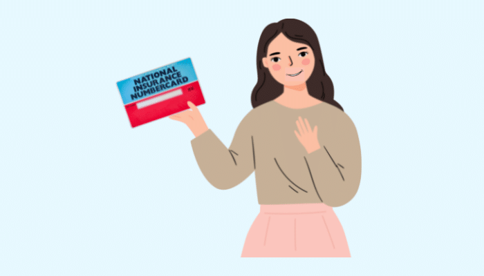 Woman holding NI card