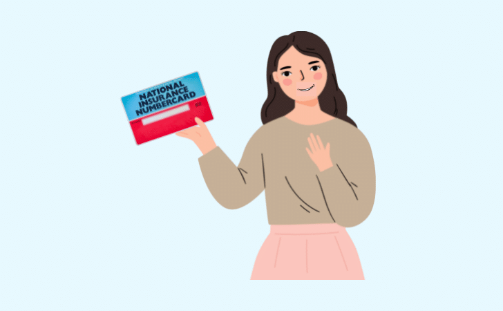 Woman holding NI card