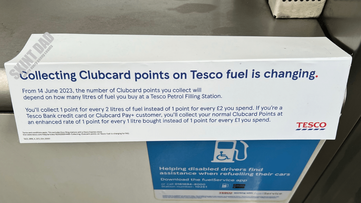 collecting clubcard points in Tesco fuel is changing