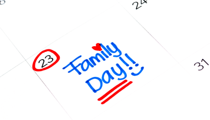 calendar with "family day" written as an entry