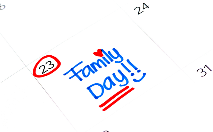 calendar with "family day" written as an entry