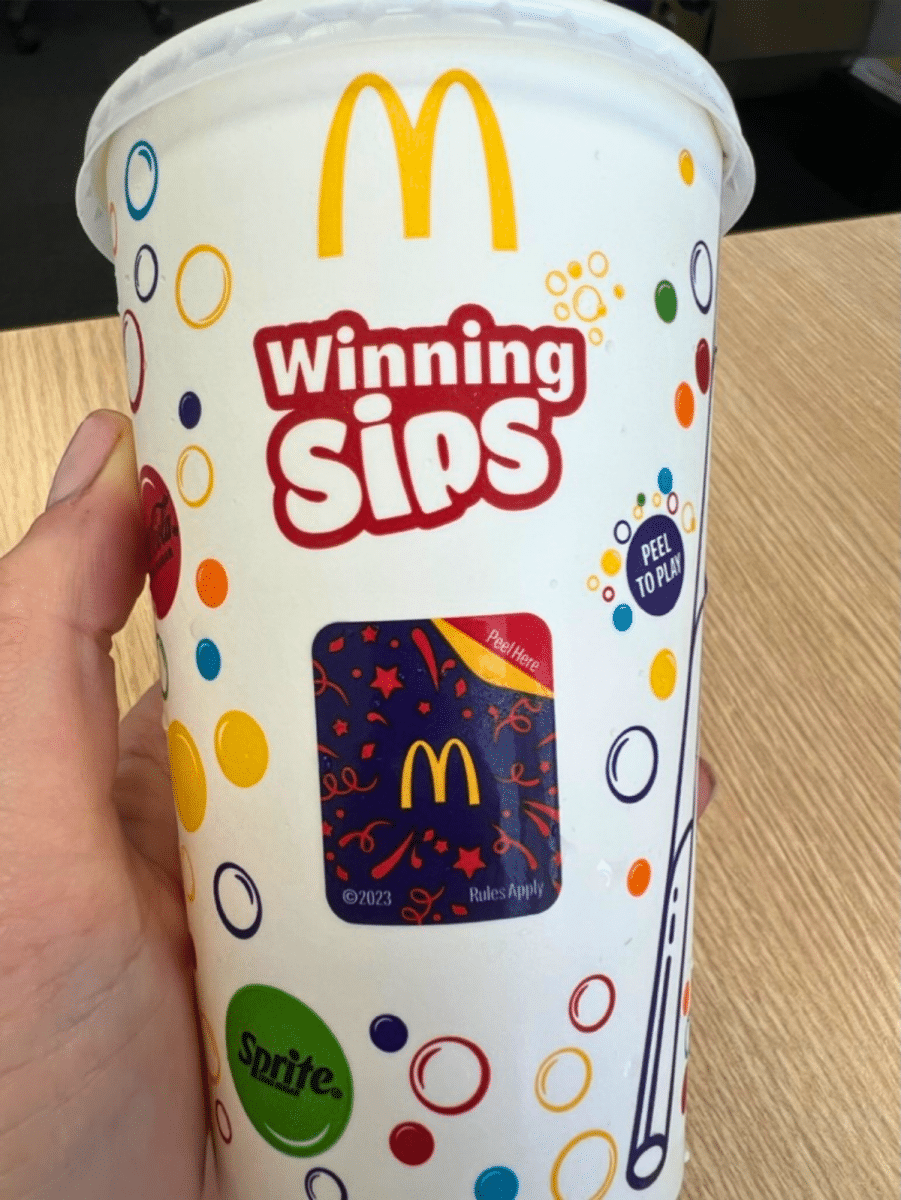 McDonald's Winning Sips peeltowin game 2023