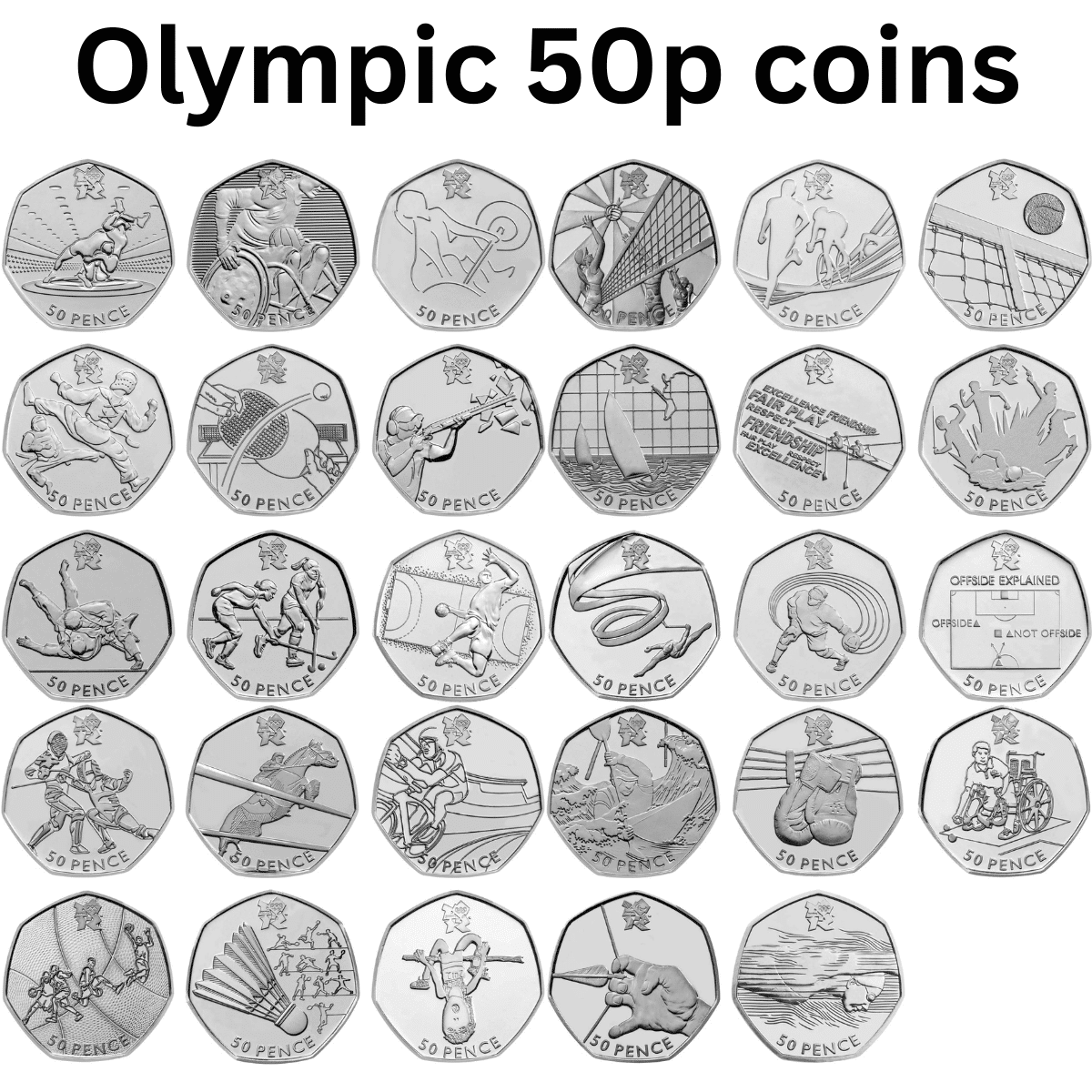 Full List Of Olympic 50p Coins With Pictures Values In 2023 52 OFF