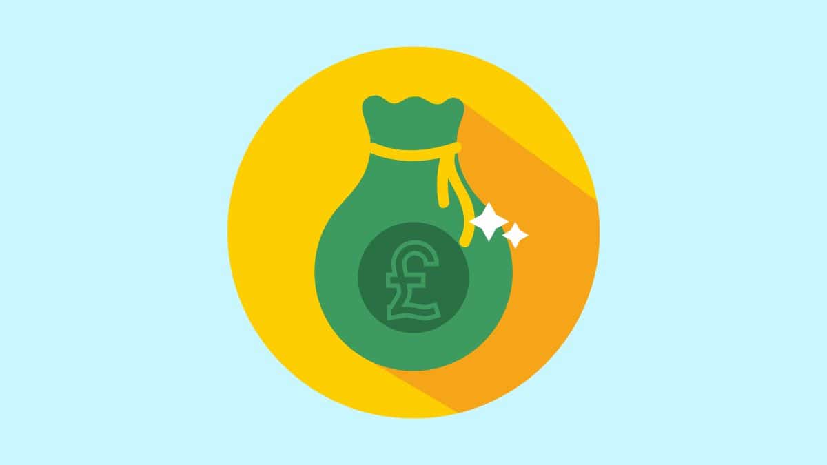 cartoon graphic of a money back on a blue background