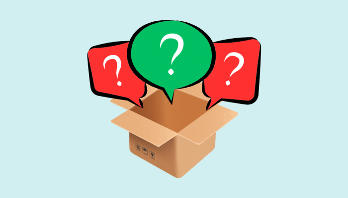 empty box with question marks above it