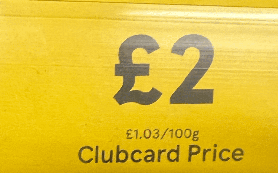 new old Clubcard pricing label