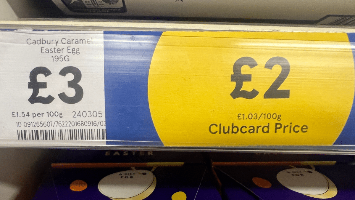 new old Clubcard pricing label