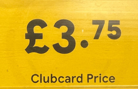 old Clubcard pricing label