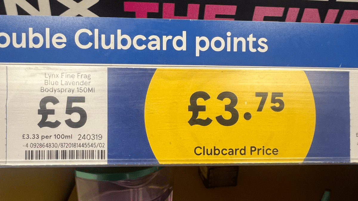 old Clubcard pricing label