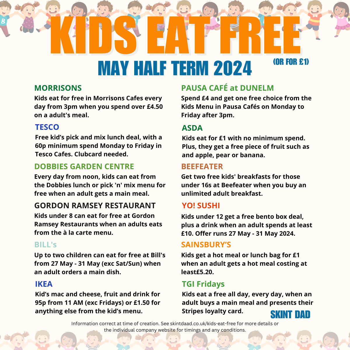 kids eat free may half term 2024