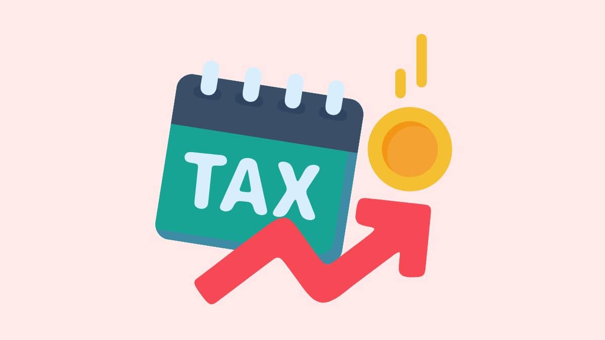 cartoon of tax written on a calendar with a red arrow and coin next to it
