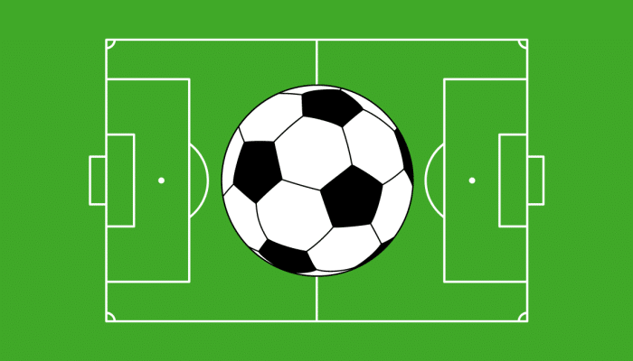 cartoon of a football over a pitch