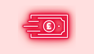cartoon of a bank note appearing to zoom past
