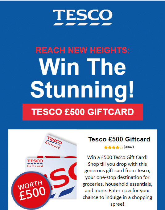 tesco 500 scam gift card email