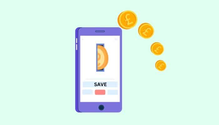 phone showing an app saving money