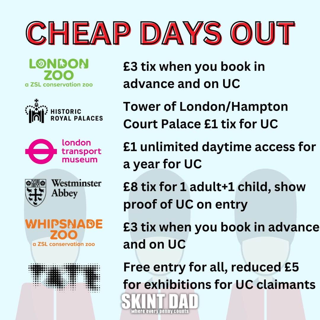 summary of cheap days out in London for Universal Credit claimants