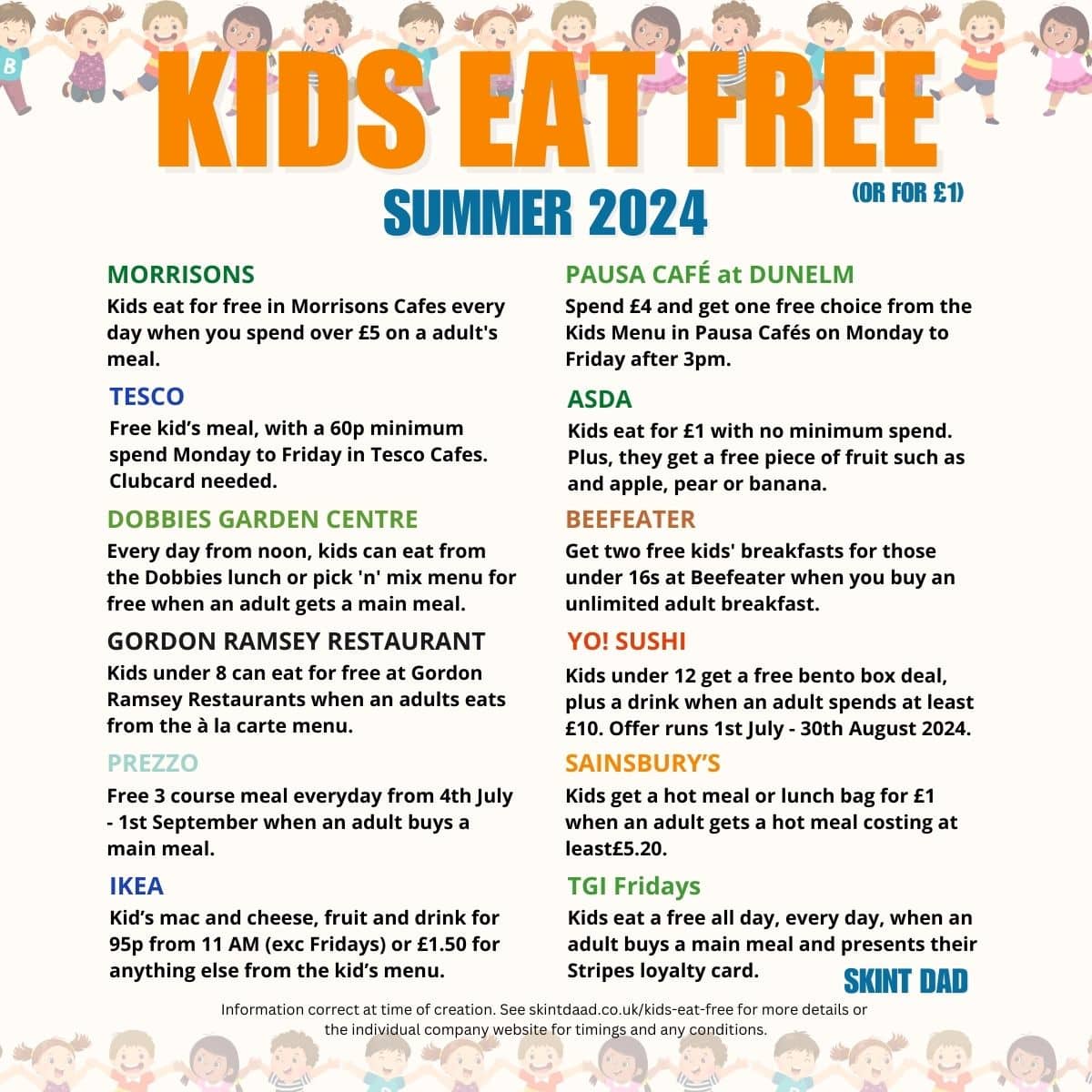 kids eat free summer 2024