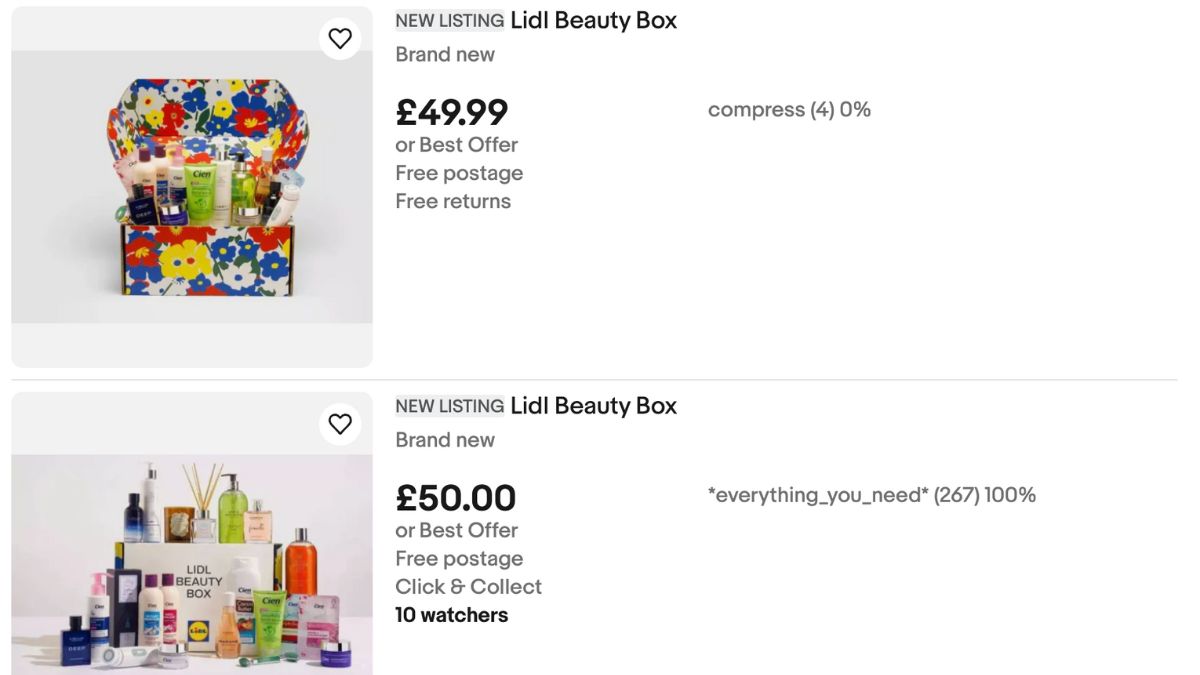lidl beauty box on ebay for profit