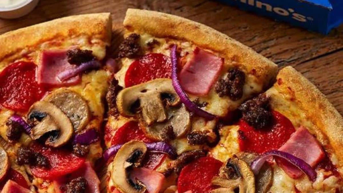 photo of a pizza from dominos pizza