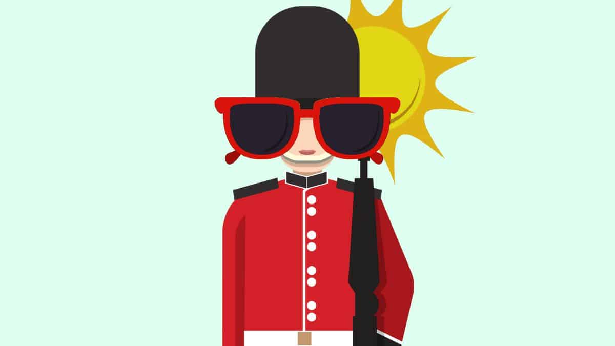 cartoon of King's soldier with sunglasses on