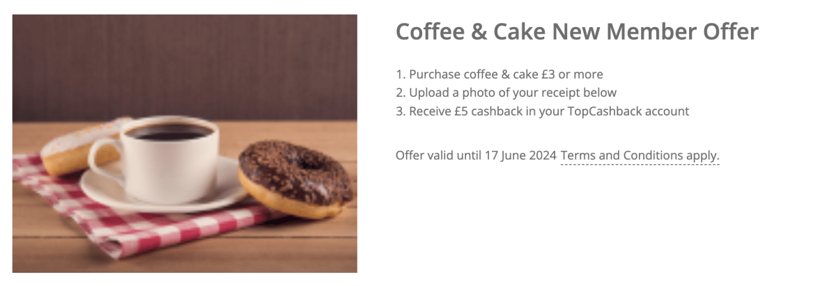 TCB coffee and cake cashback offer