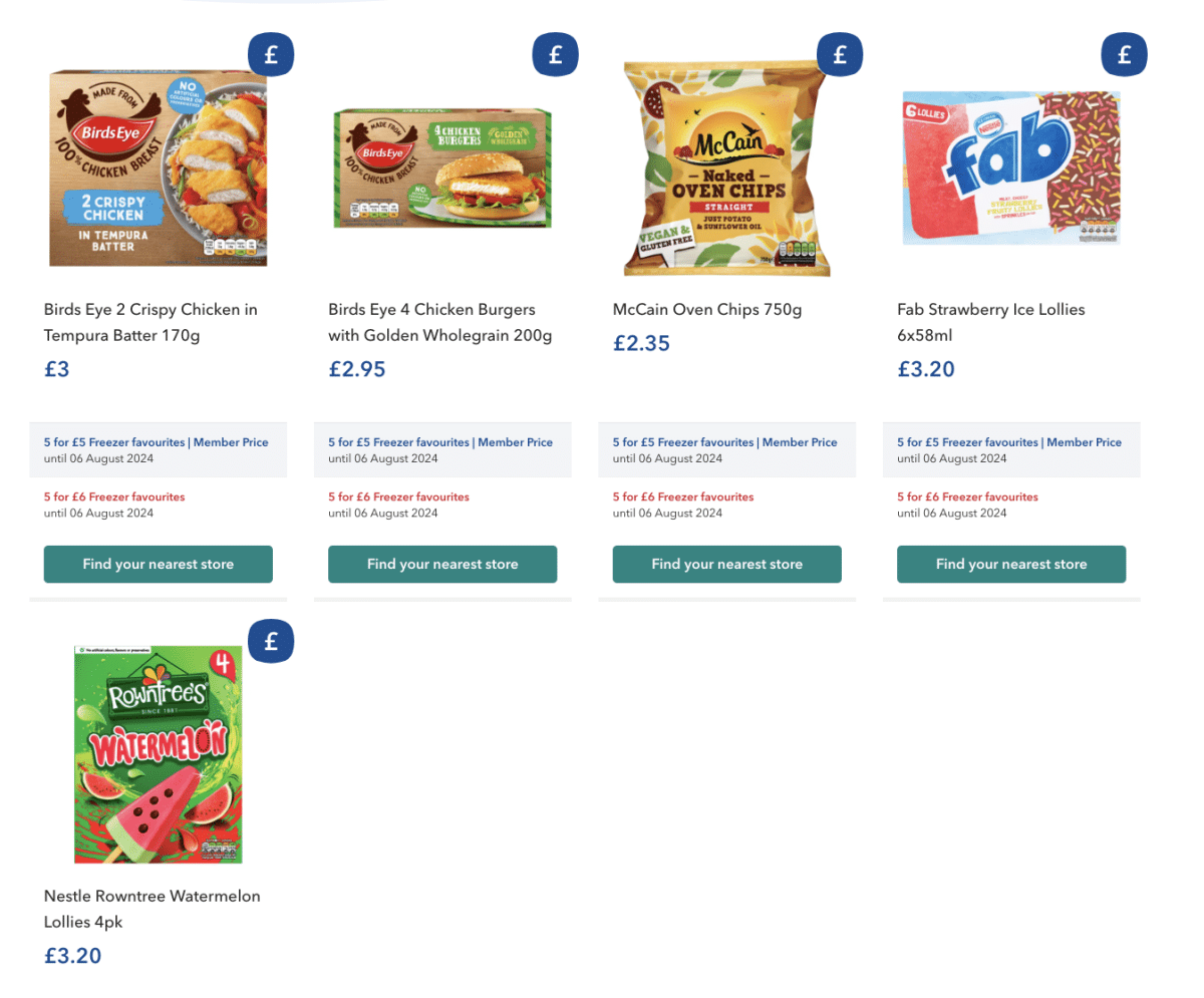 Coop frozen meal deal until 3 August 24