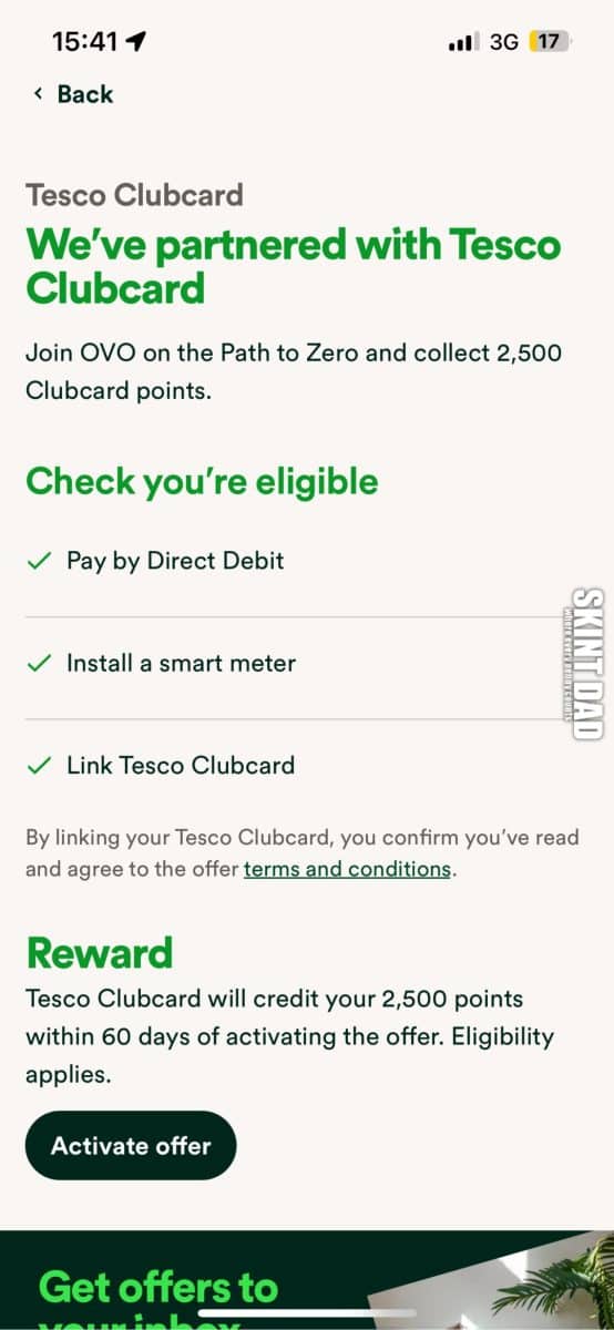 ovo free clubcard points