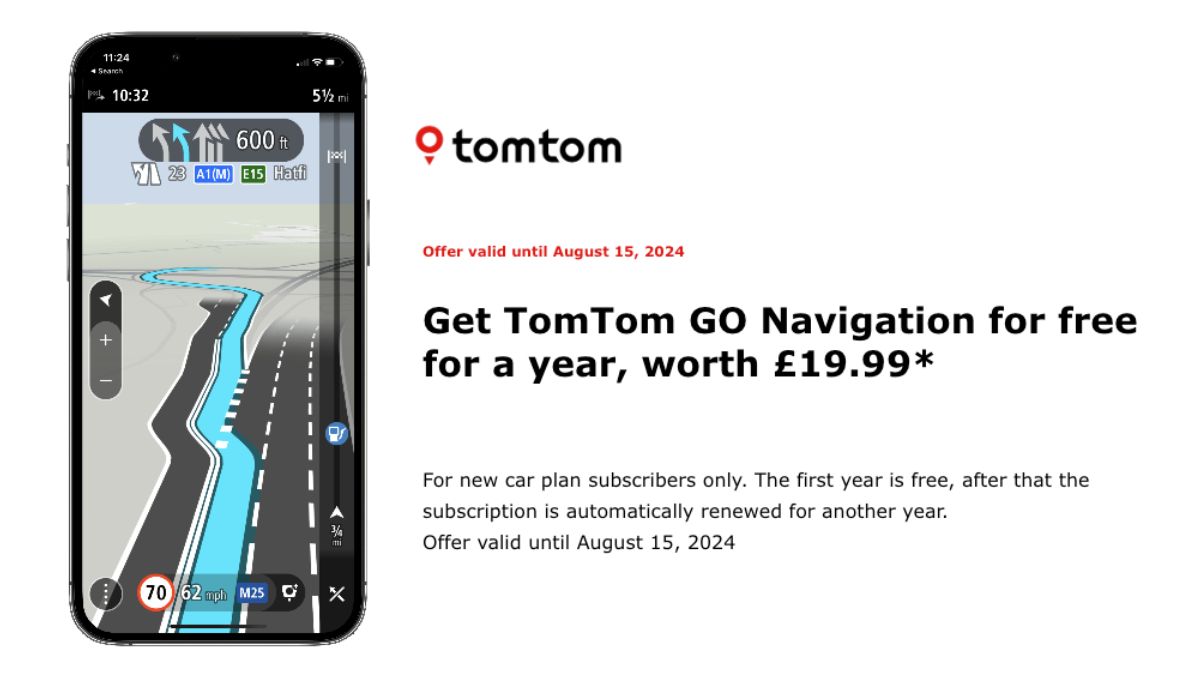 Image of TomTom app and one free year subscription offer