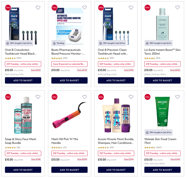 Products from the Boots 10 Tuesday sale