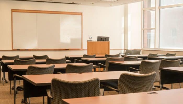 An empty school classroom