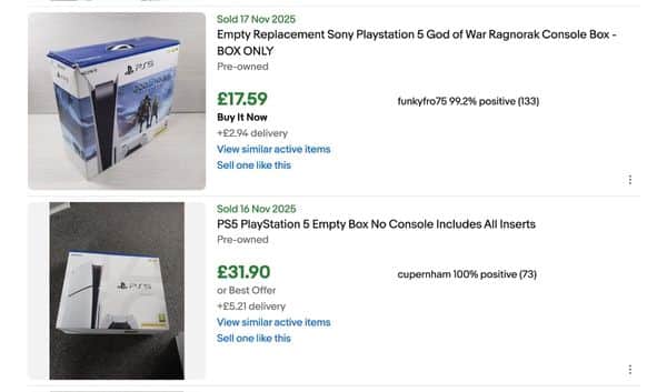 Sold ps5 empty boxes on ebay